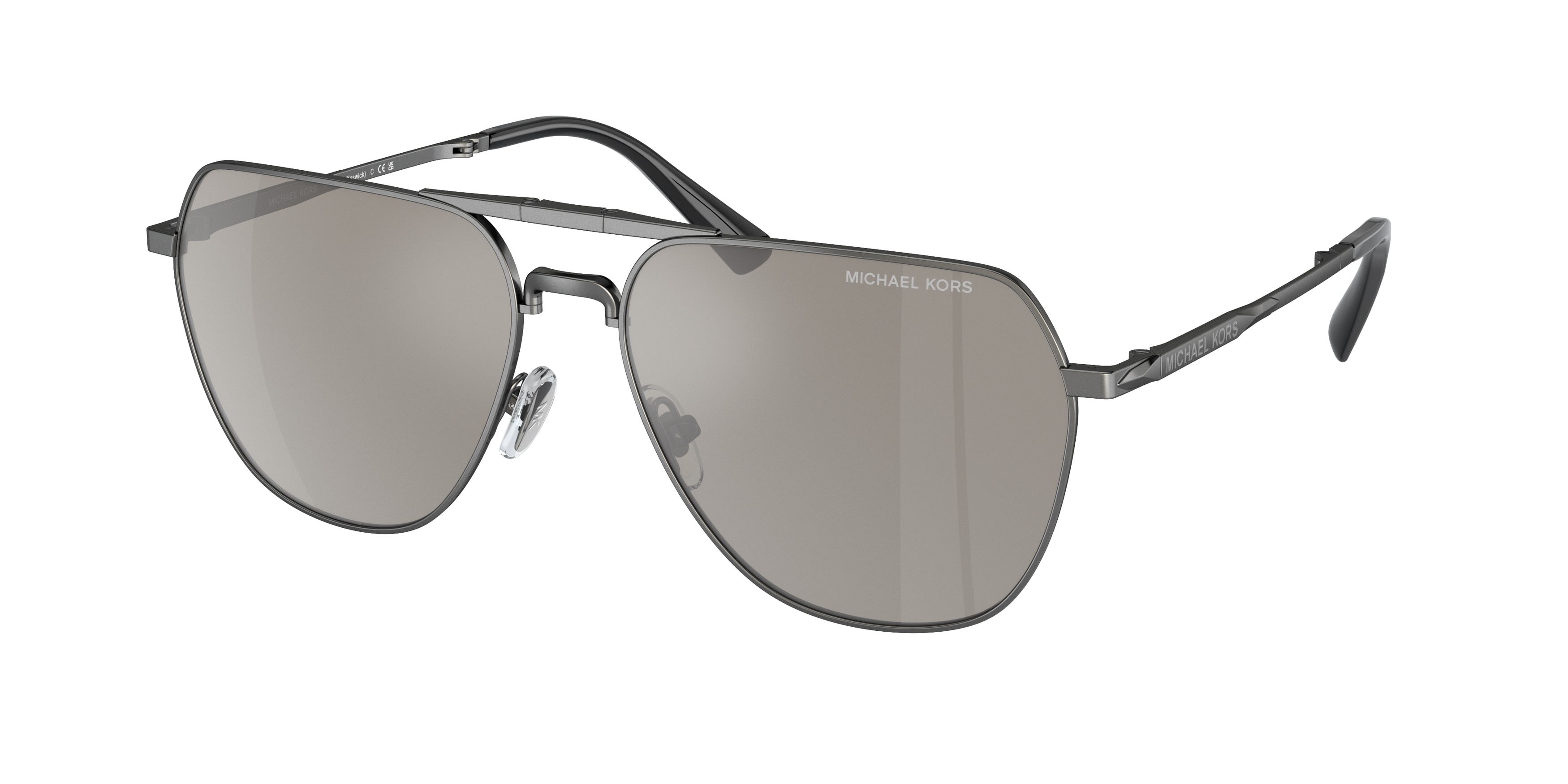 Michael Kors Herren MK1156 Keswick 10026G Sonnenbrillen Metall Grau Silber Pilot Gespiegelt Spiegel-image